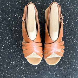 Clarks Brown Leather Strappy Sandals